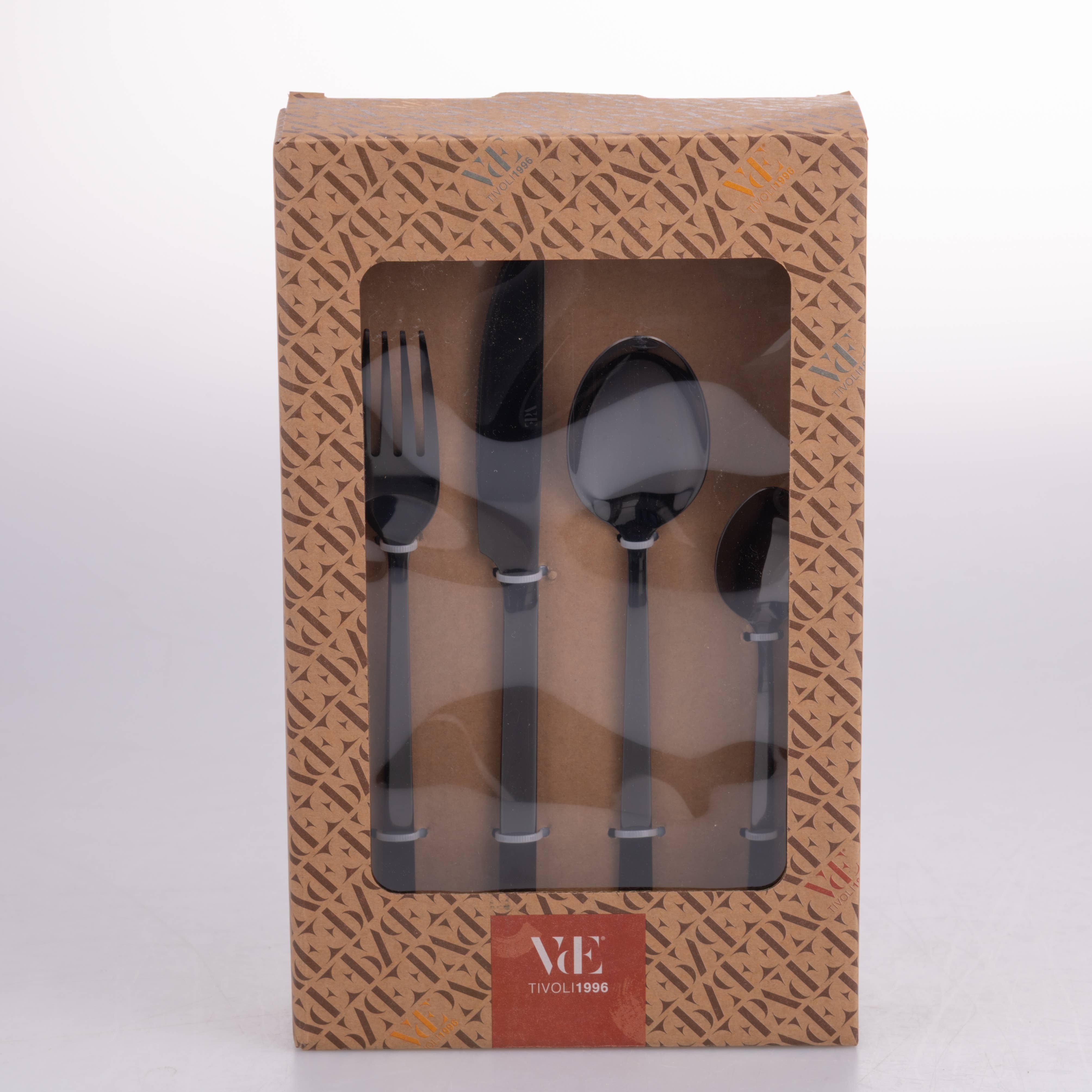 VdE Tivoli 1996 - Wholesale Flatware Set - Lexington 24-Piece Cutlery Set Glossy Black2