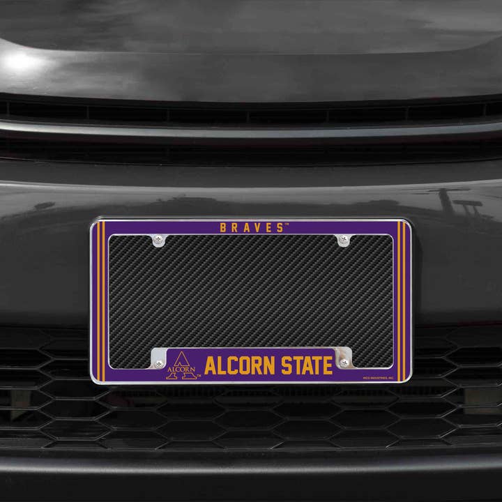 Rico Industries - Wholesale Car Decorative Charm - Unisex - Alcorn State Alt Design All Over Chrome Frame1