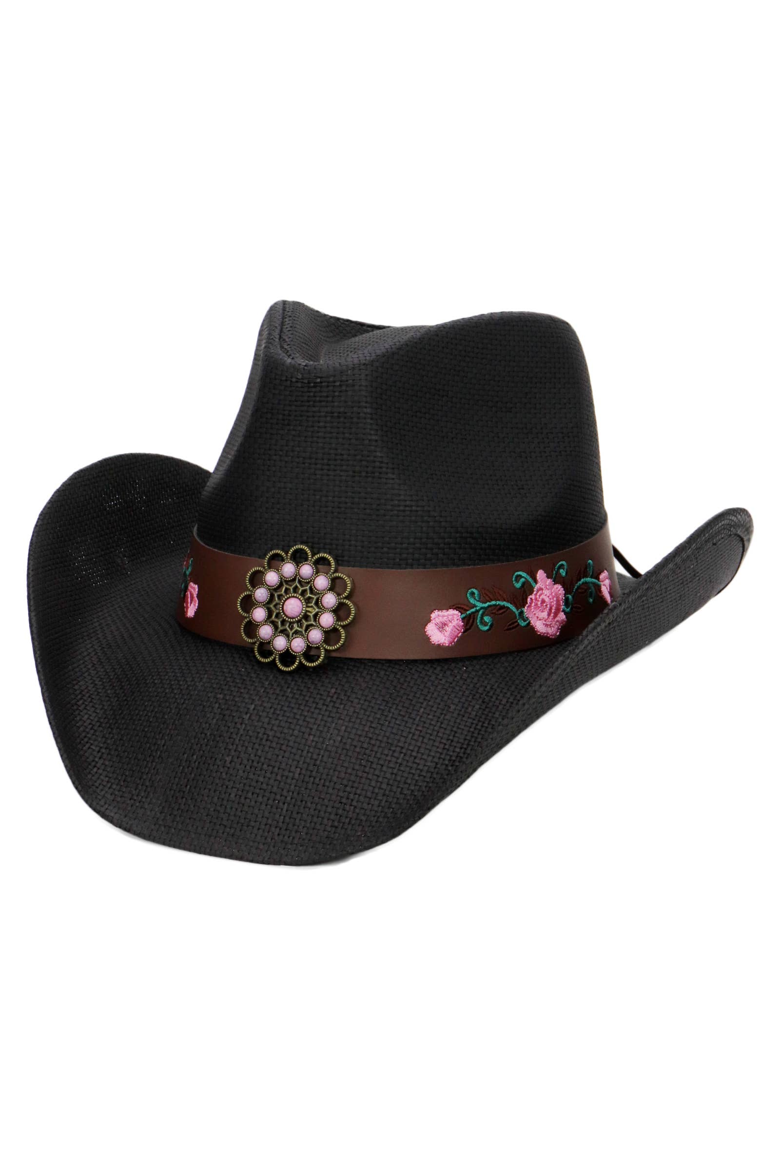 Cap Zone – wholesale Cowboyhatt - Dam – Rosa Ros Concho Bälte Ombre Strå Cowboyhatt5