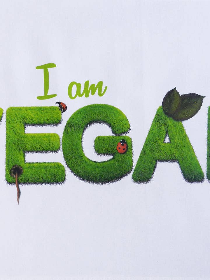 I am Vegan - Grand torchon en coton pour la vente par Half a Donkey