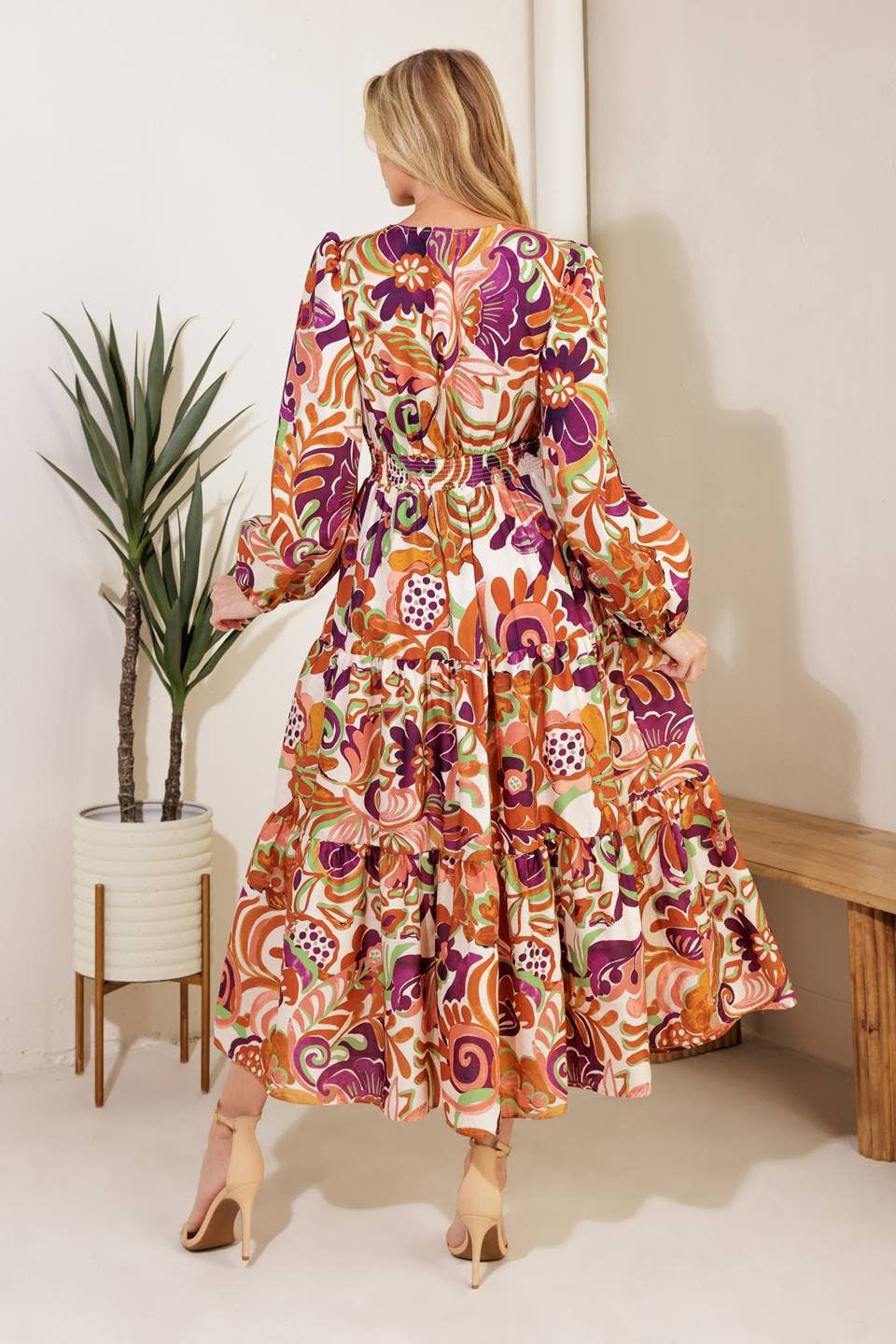 IVORY RUST A printed woven midi dress - ID21433 for wholesale on Faire3