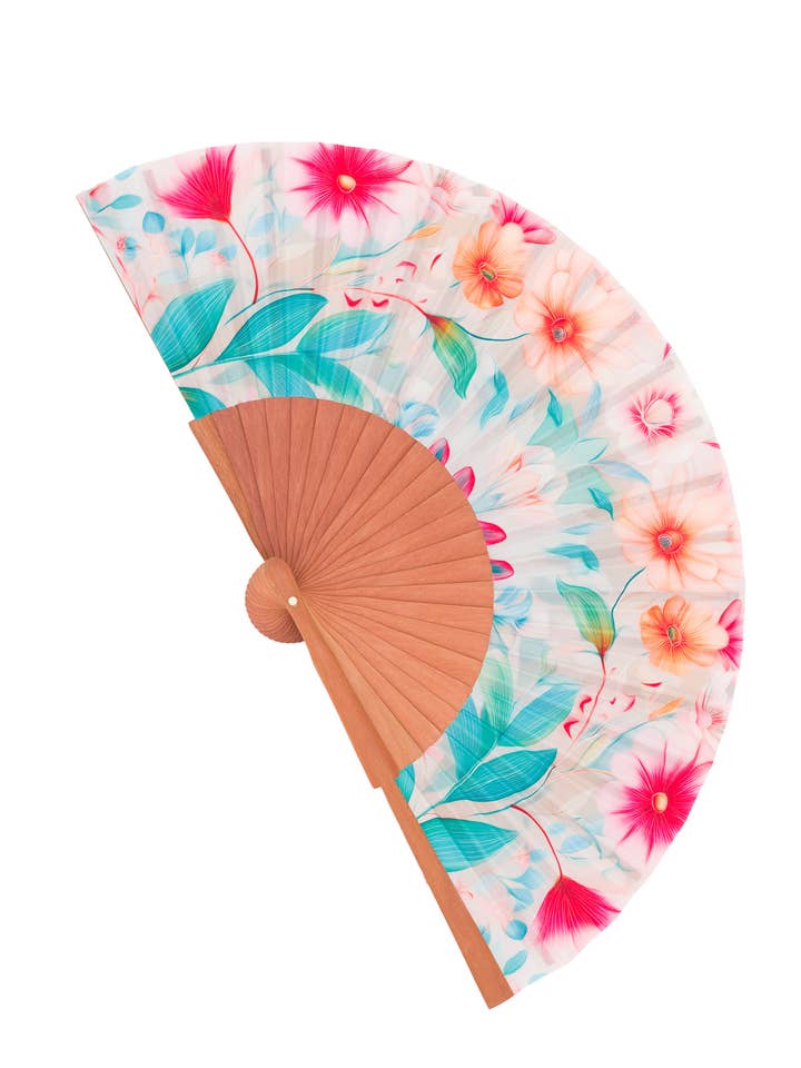 Leque feito à mão em madeira e seda, ideal para o verão e como presente por atacado de CONCHITA MENÉNDEZ