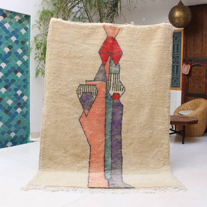 tapis berbère Beni-Ourain coloré
pour la vente par MUSMUSRUGS