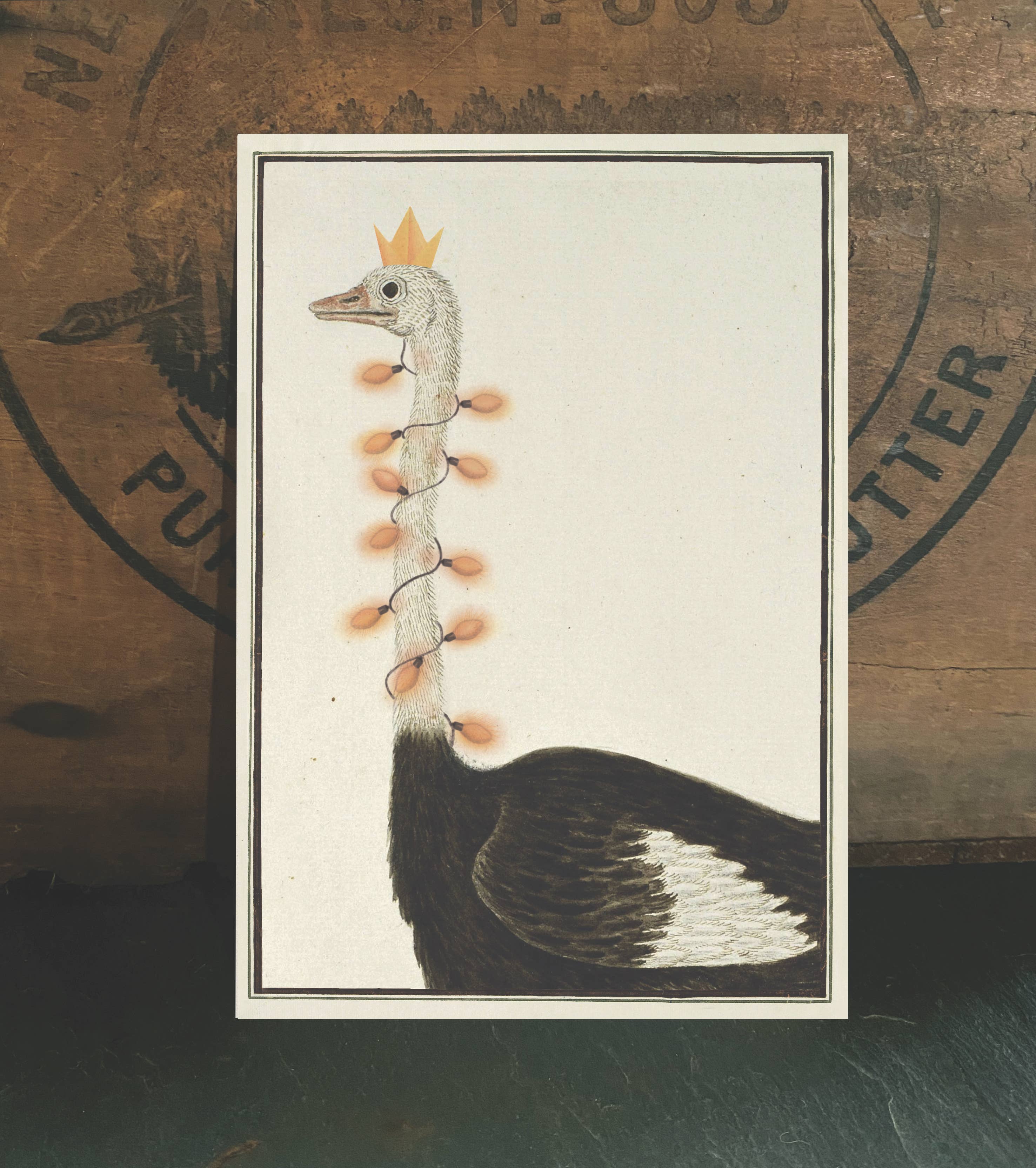 Irreverent Cards for Challenging Times - Vente Cartes de Noël - Autruche de Noël de près0