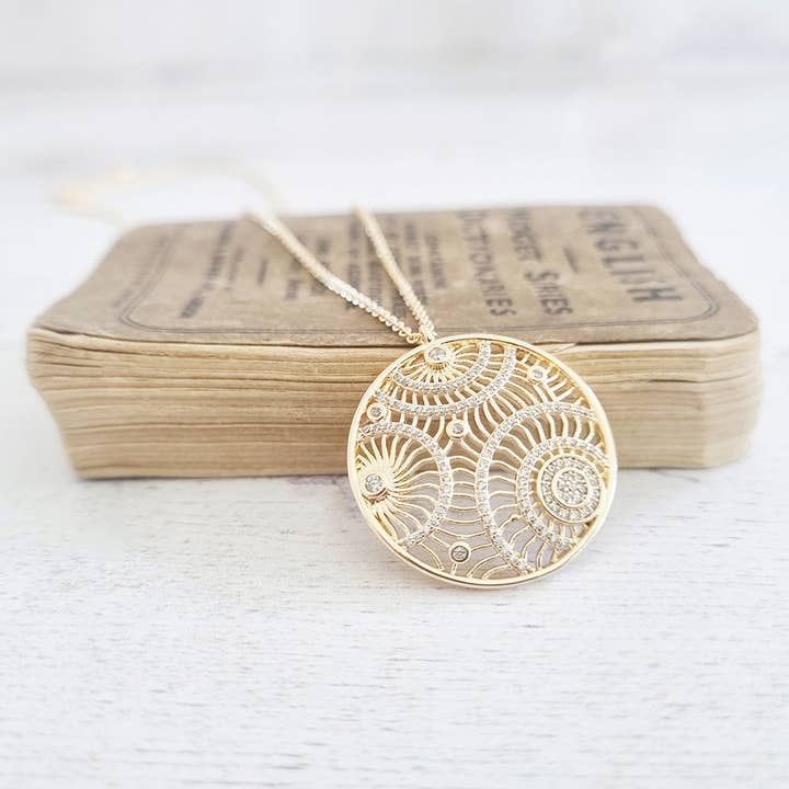 Gold Filigree and Crystal Necklace - 603 for wholesale by Zamsoe