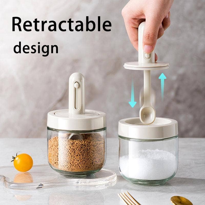 VIGOR - Vendita all'ingrosso Barattoli - Contenitore in vetro per sale e spezie con cucchiaio retrattile5