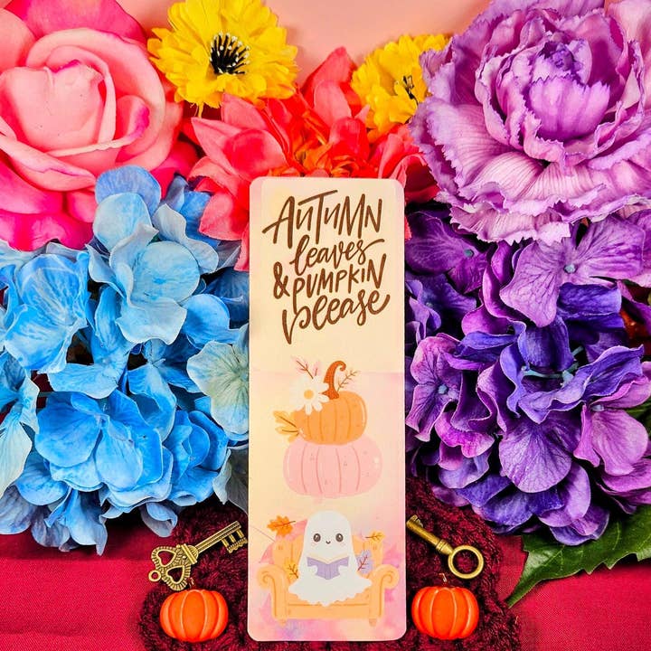 Autumn Ghost Reading Bookmark: Pastel Pumpkins, Cozy Fall and other Purchase Wholesale fall bookmarks. Free Returns & Net 60 Terms on Faire trending on Faire.