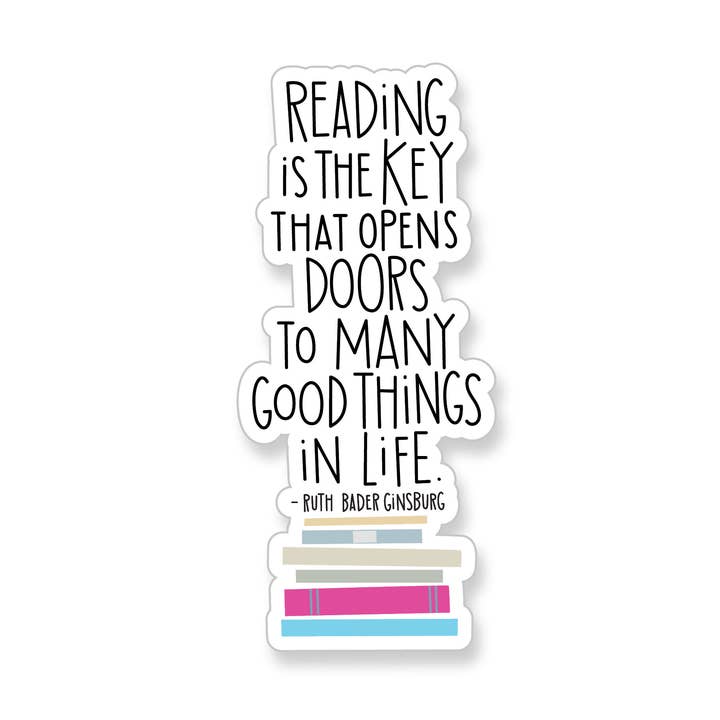Ruth Bader Ginsburg Reading is the Key Quote Vinyl Sticker for wholesale by Apartment 2 Cards