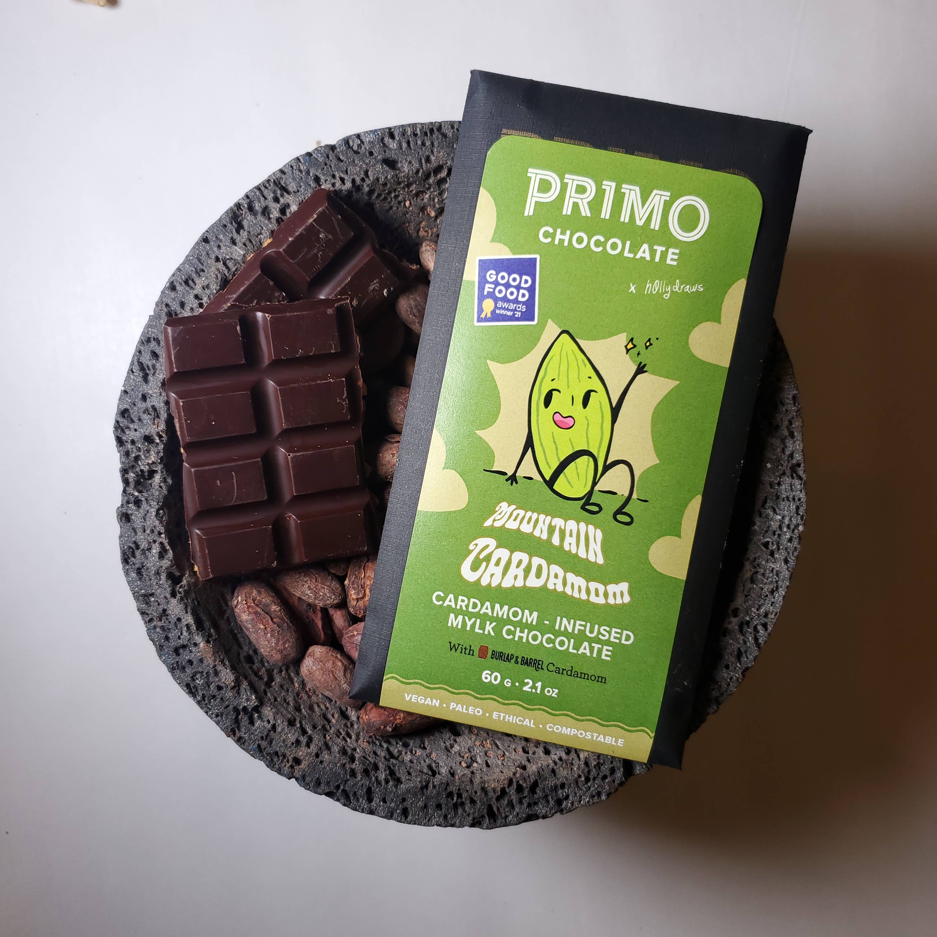 PRIMO BOTANICA CHOCOLATE - Wholesale Chocolate Bar - CARDAMOM + COCONUT MILK CHOCOLATE0
