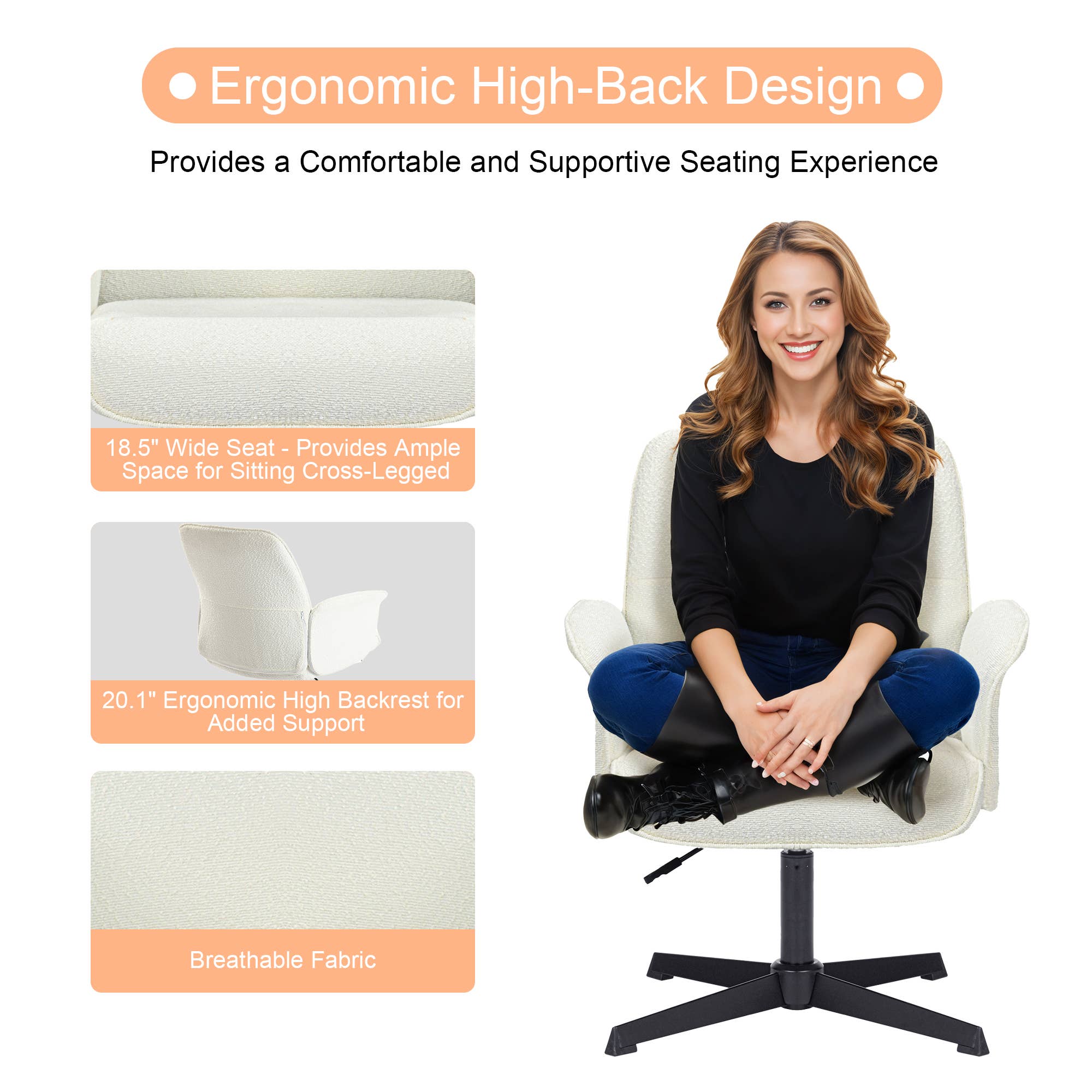 HOMYCASA DESIGN INC - Wholesale Chair - Modern Functional Swivel Office Chair and Accent Chair-White7
