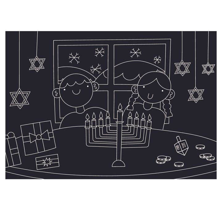 Reusable Coloring Placemat Hanukkah 12x17 for wholesale by Imagination Starters