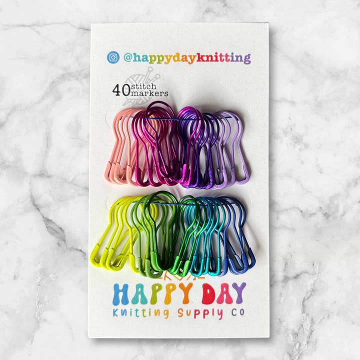 Neon Rainbow Bulb Stitch Markers for Knitting - Set of 40 for wholesale by Happy Day Knitting