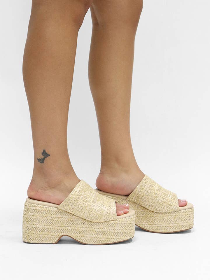 Lemonade Shoes - Wholesale Platform Heels - Women's - MARIE - Raffia Wedge Heel, Chunk Summer Sandal12