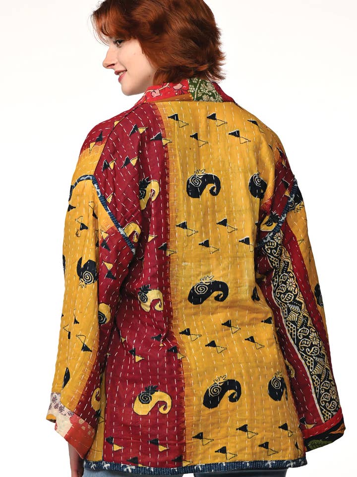 Sevya Handmade - Vendita all'ingrosso Kimono - Donna - Giacca Kimono Kantha reversibile in cotone4
