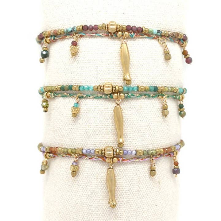 Mini-Goldfisch mit Steinen Doppelstrang-Armband - B4-014 für den Großhandel von LIZOU