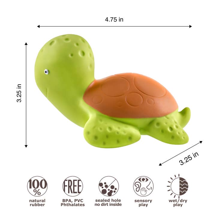 CaaOcho Natural Rubber Toys - Wholesale Bath toy – Baby - Natural Rubber Turtle Non-Toxic Bath Toy, Mold-free design1