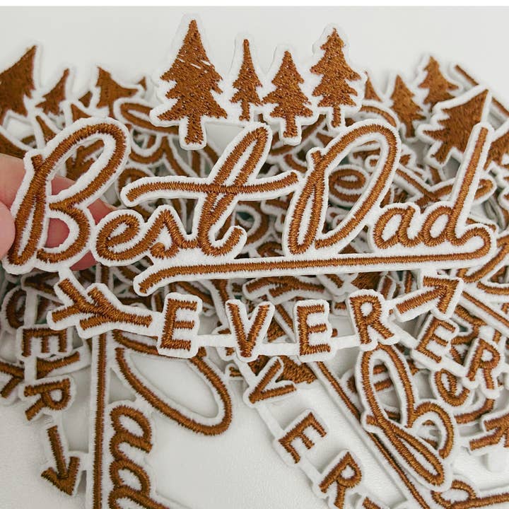 TEELUX - Wholesale Patch - 3" Best Dad Ever in Brown -  Embroidered Hat Patch2