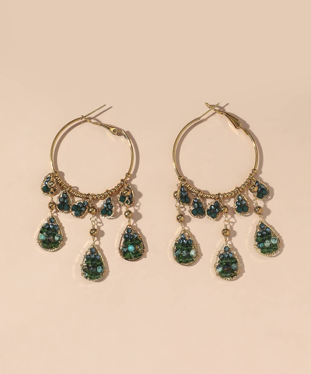 Blossom bijoux - Wholesale Dangle Earrings - BO Stud Hoops Stainless Steel Crystal Beads 25BOA0033