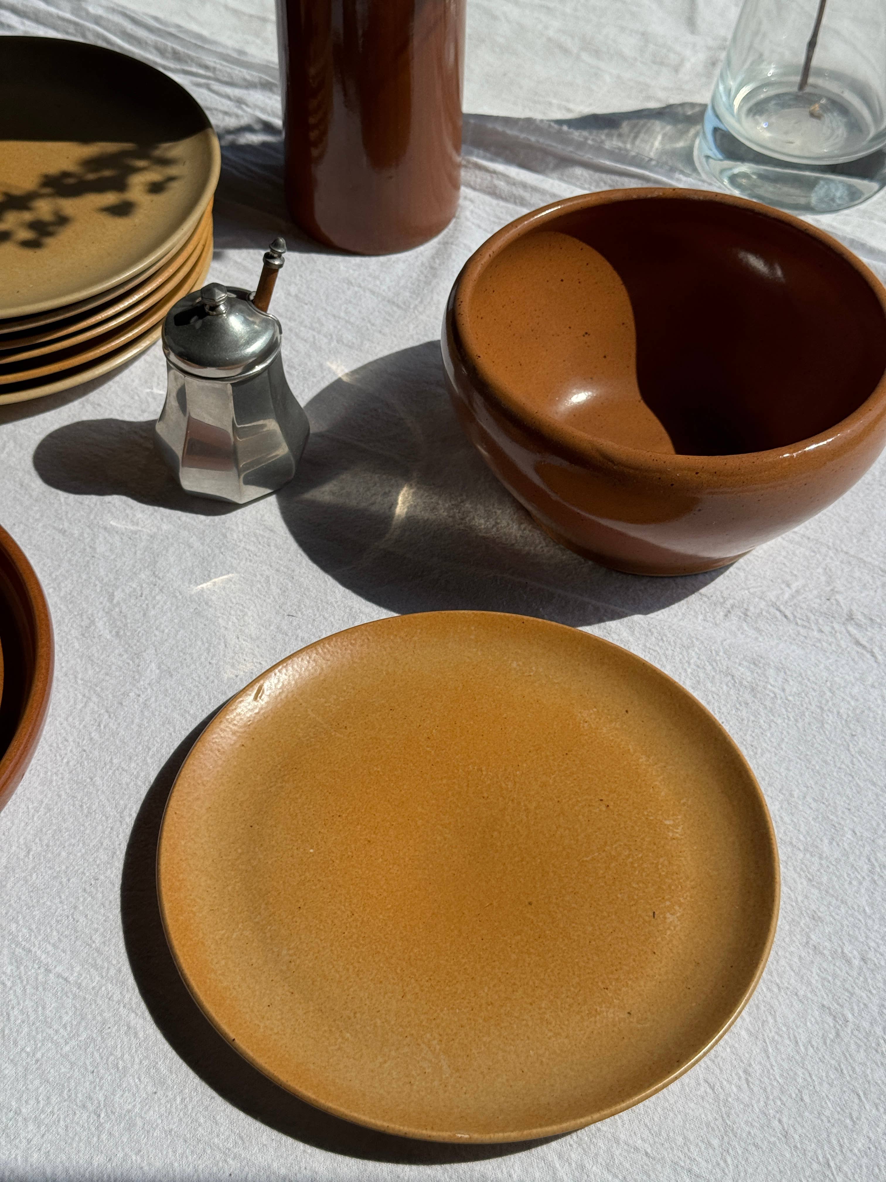 Medium stoneware bowl Digoin Grès Pots France brown orange D17 for wholesale on Faire8