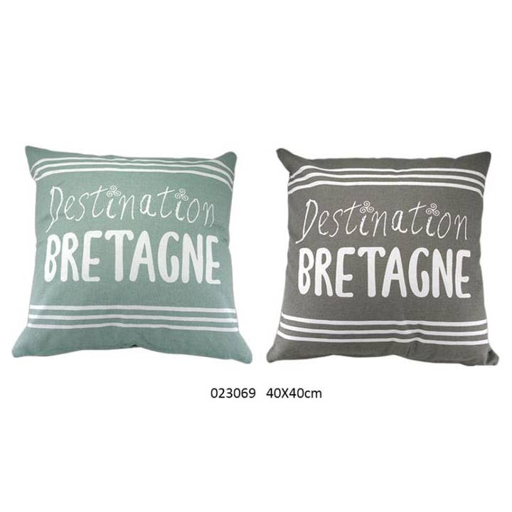 Almofada Cinza/Azul 'Destino Bretanha' 40 X 40 cm / 2 Unidades por atacado de Faye