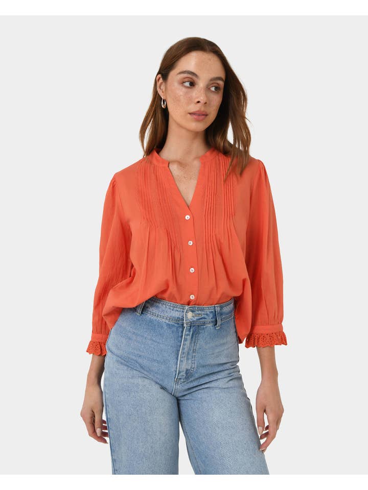 Forcast - Wholesale Blouse – Women’s - Forcast Women's Akira V-neck Embroidery Blouse