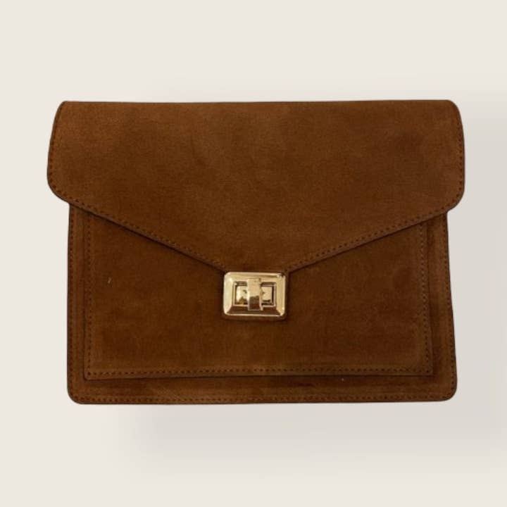 BEAU BAG | BROWN SUEDE for wholesale by Fique The Label