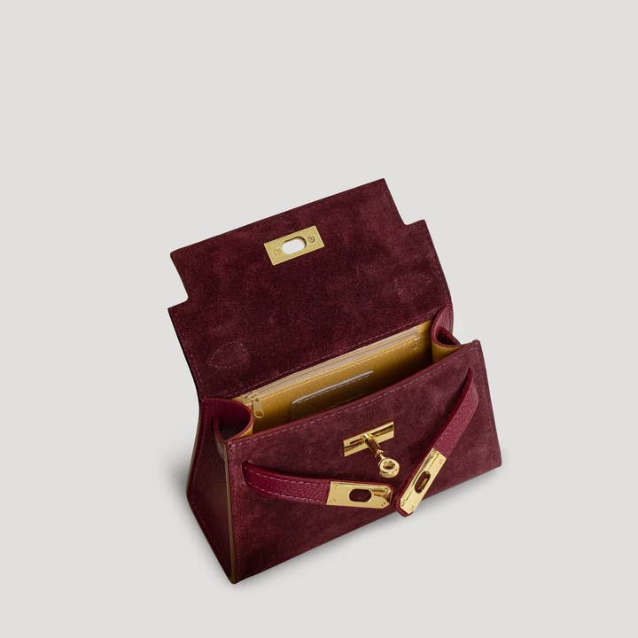 Prestige Milano - Wholesale Tote bag – Women's - Victoria Bag in Burgundy Suede and Dollar Leather5