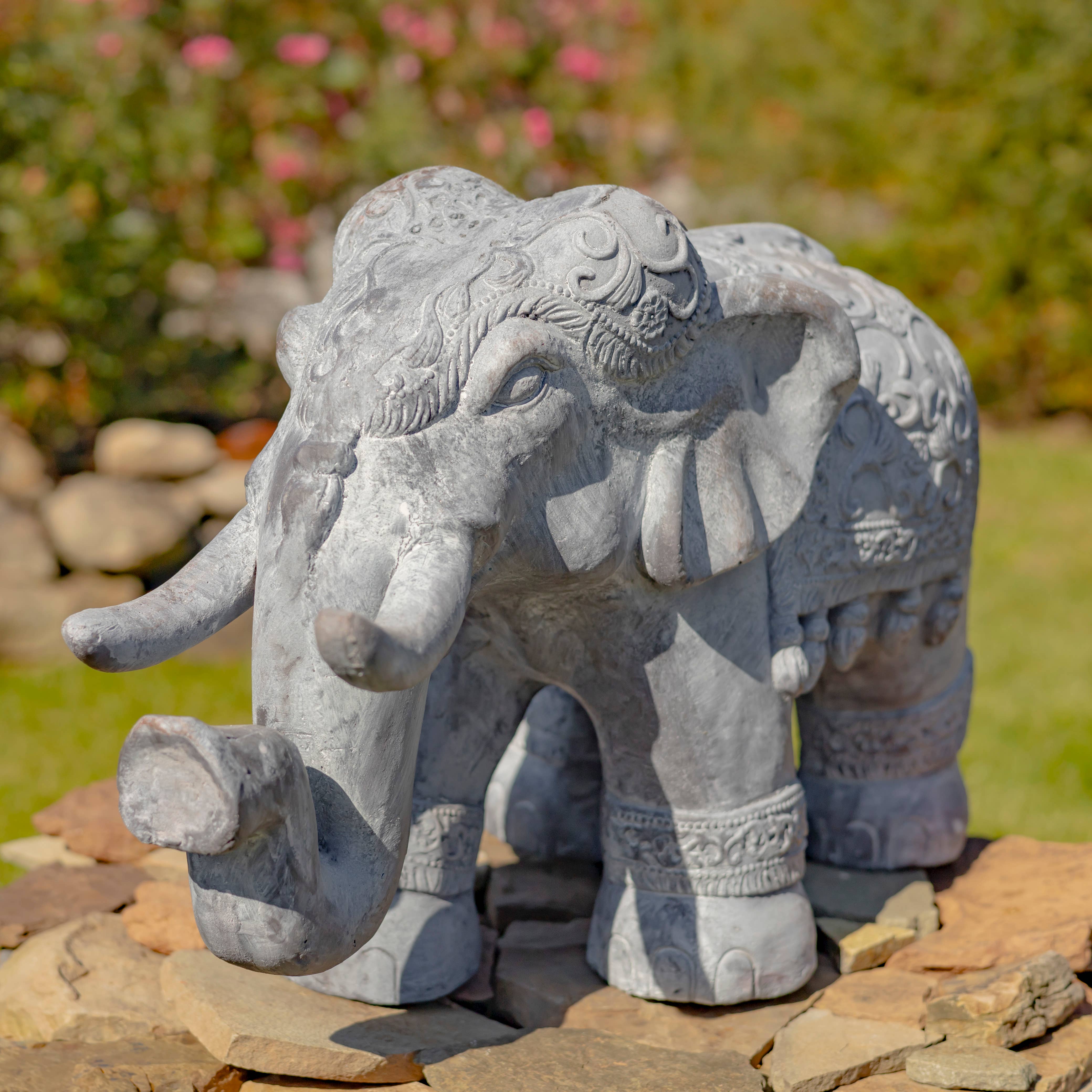 Zaer Ltd. International - Wholesale Outdoor Ornament/Decor - Magnesium Boho Elephant Statue- 3 Color Options3