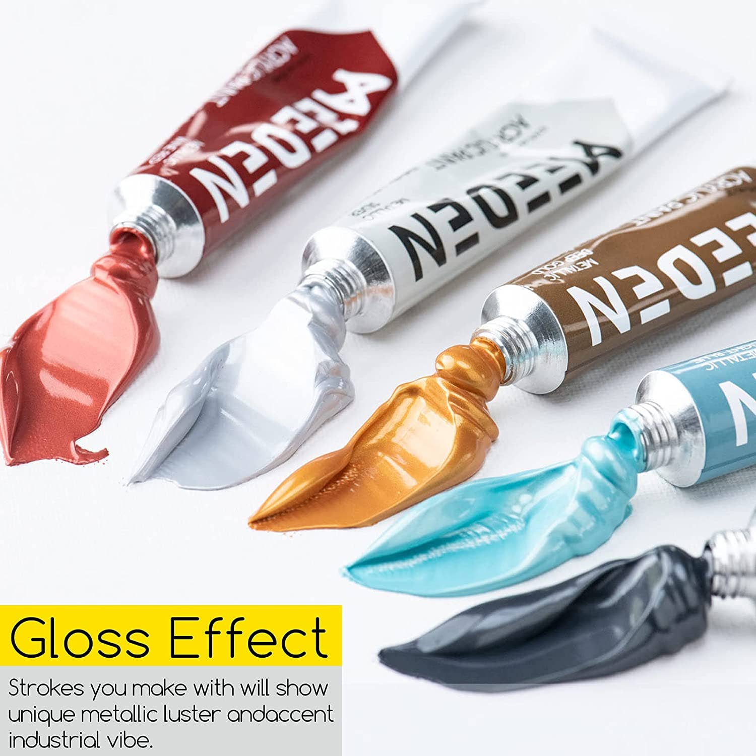 Pintar Art Supply - Wholesale Acrylic Paint - MEEDEN Metallic Acrylic Paint, Set of 12 Vibrant Colors Acrylic Tubes 0.74oz/22ml, Heavy Body Non Toxic Art Craft Paints for Artists, Kids & Beginners, Art Supplies for Canvas Wood Rocks Painting3