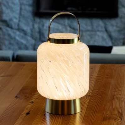 Portable Glass LED Lightkeeper Lantern - 8.5" Cylinder for wholesale by Allsop Home & Garden