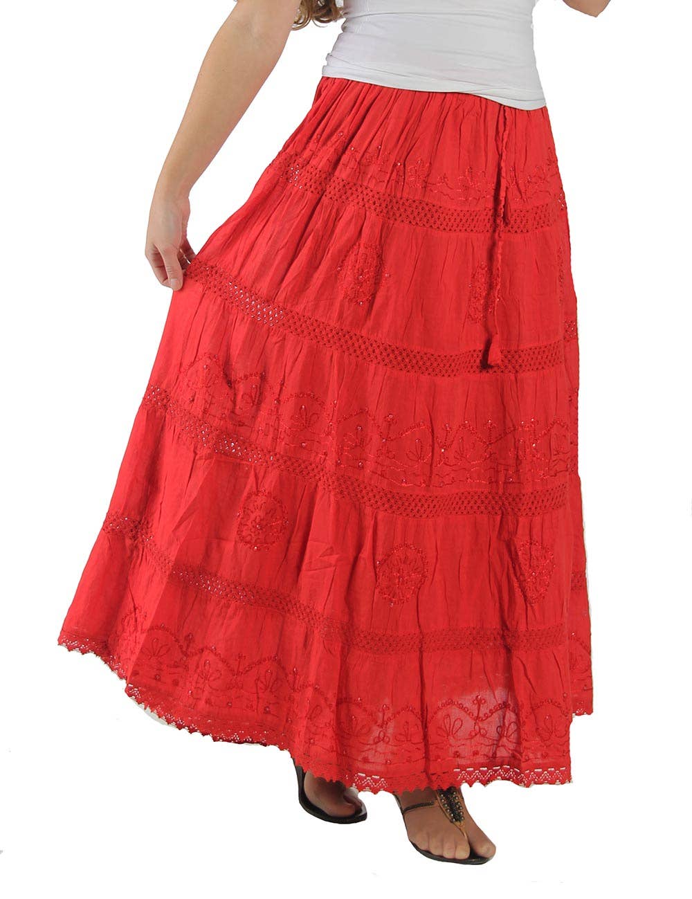 Lungta Imports - Vente Jupe – femme - Jupe longue en coton bohème hippie gitane pour femme10