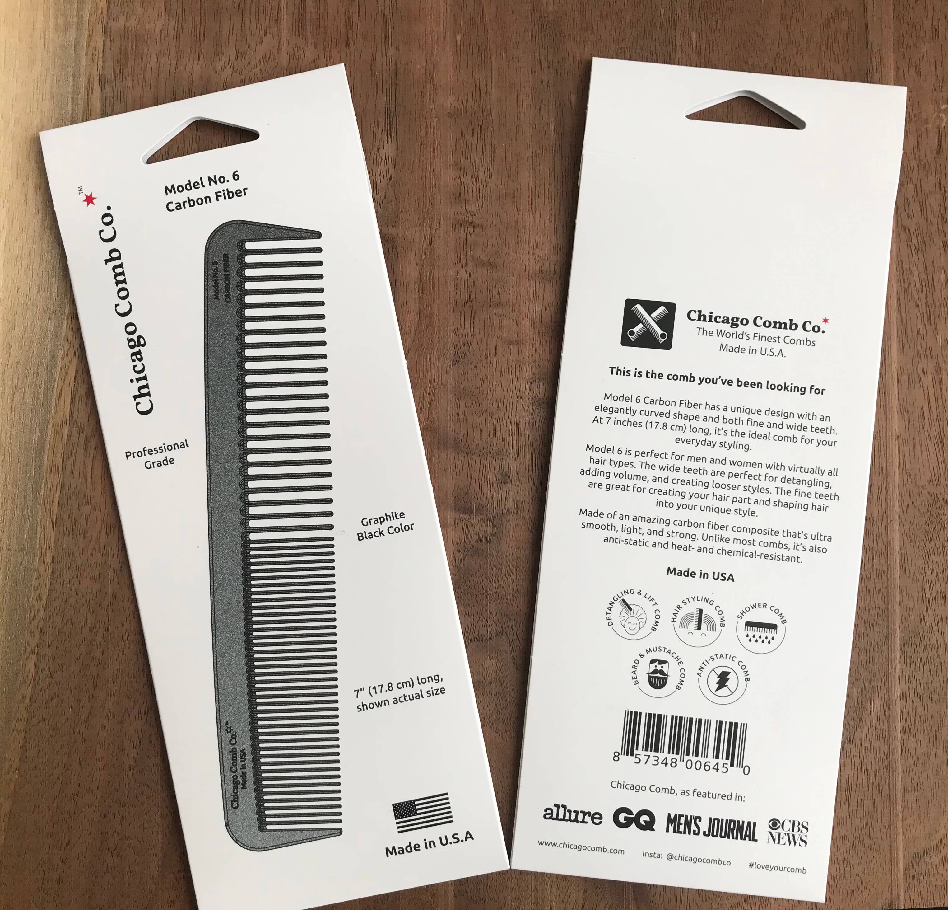 Chicago Comb Co. – wholesale Hair brush/comb – Model No. 6 Carbon Fiber Comb7