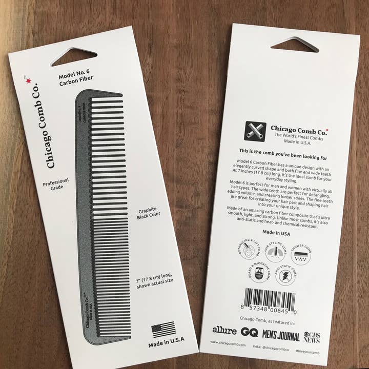 Chicago Comb Co. - Wholesale Hair brush/comb - Model No. 6 Carbon Fiber Comb7