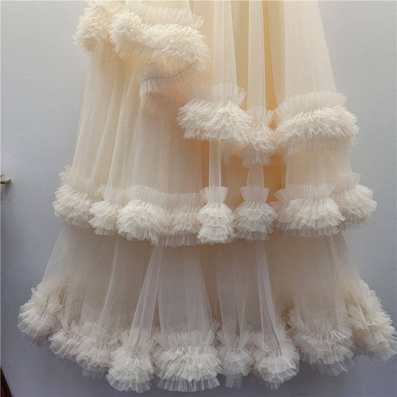 Sanyao Fashion – wholesale Skirt – Women’s – M171 Ruffled Mesh Layered Skirt – High Waist Cake Silhouette2