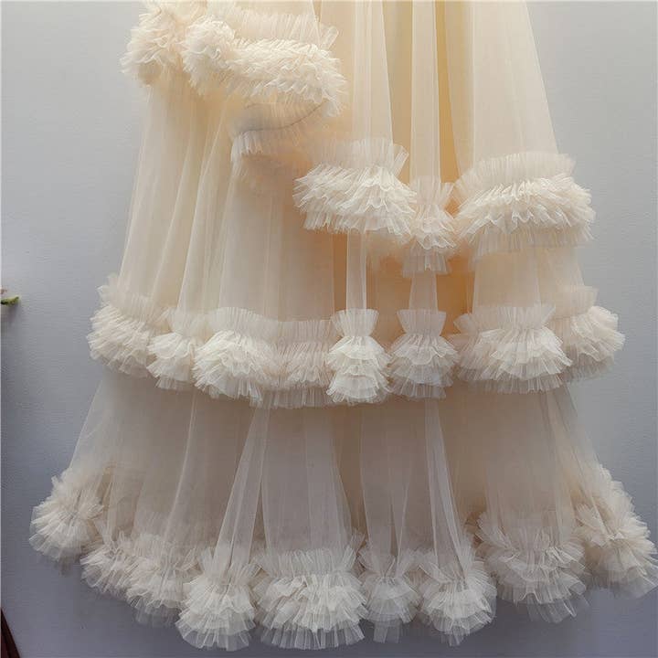 Sanyao Fashion – wholesale Skirt – Women’s – M171 Ruffled Mesh Layered Skirt – High Waist Cake Silhouette2