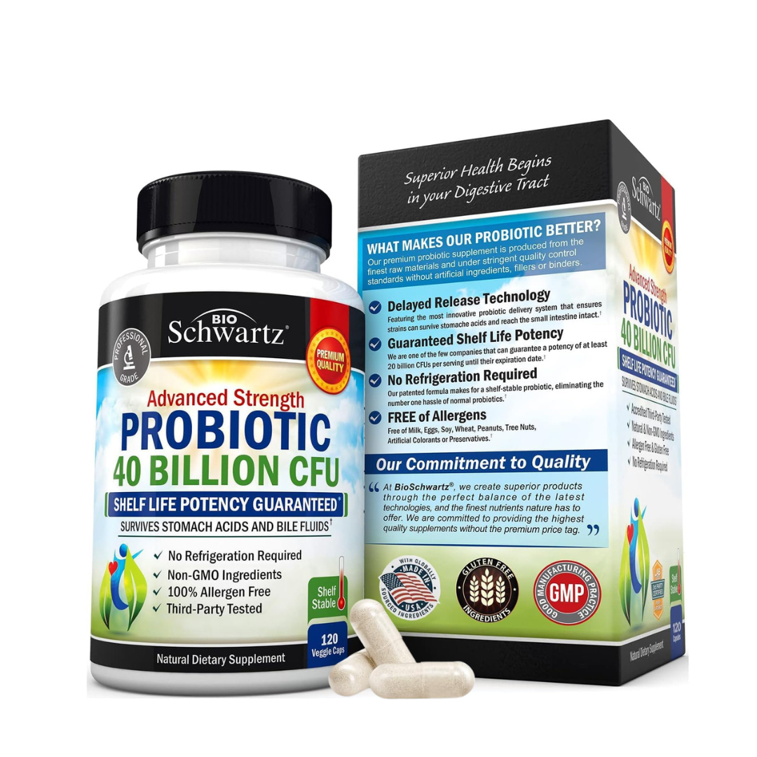 BioSchwartz - Wholesale Oral Supplement/Vitamin - Daily Probiotic Support: 40 Billion CFU,Gut Health (120 Cap)7