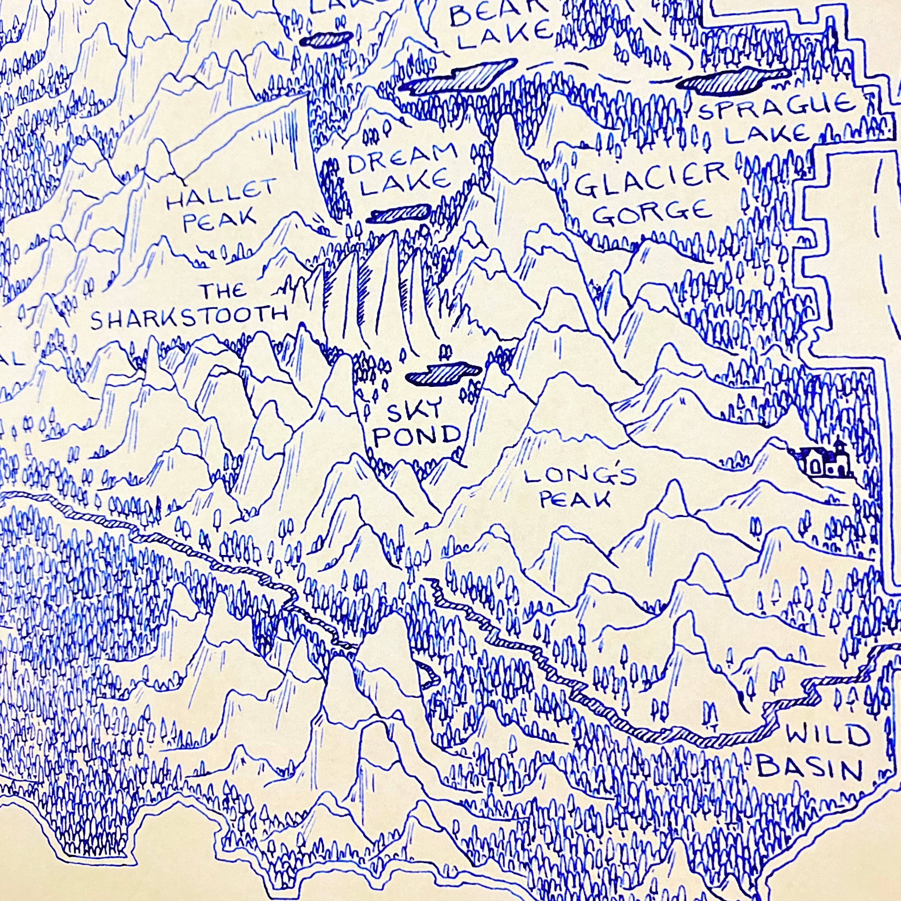 Cryptocartography - Wholesale Art Print - Rocky Mountain National Park Hand-Drawn Map Print1