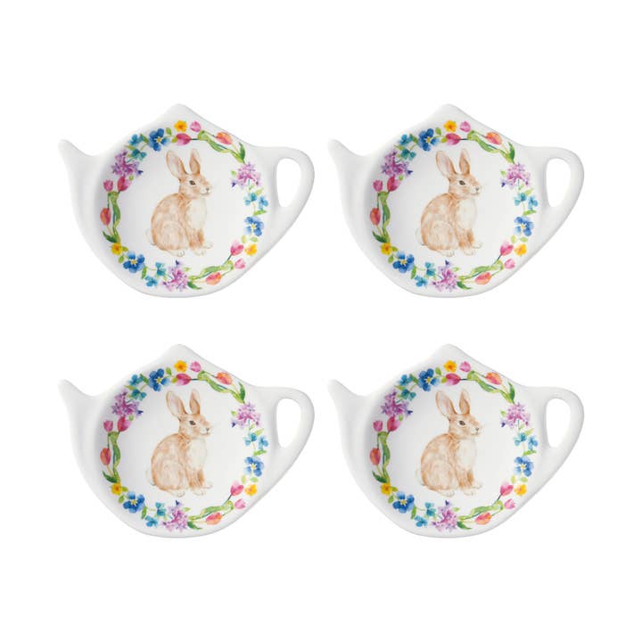 Porte-sachets de thé en mélamine Hello Easter, 4 pièces pour la vente par Supreme Housewares
