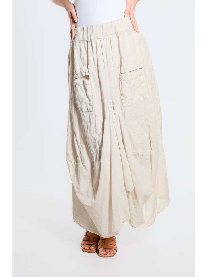 TINA Stephens Italy/Tees By Tina - Wholesale Skirt - Women's - Brenna Cotton/Linen Bunched Pocket Skirt (SL102W)25