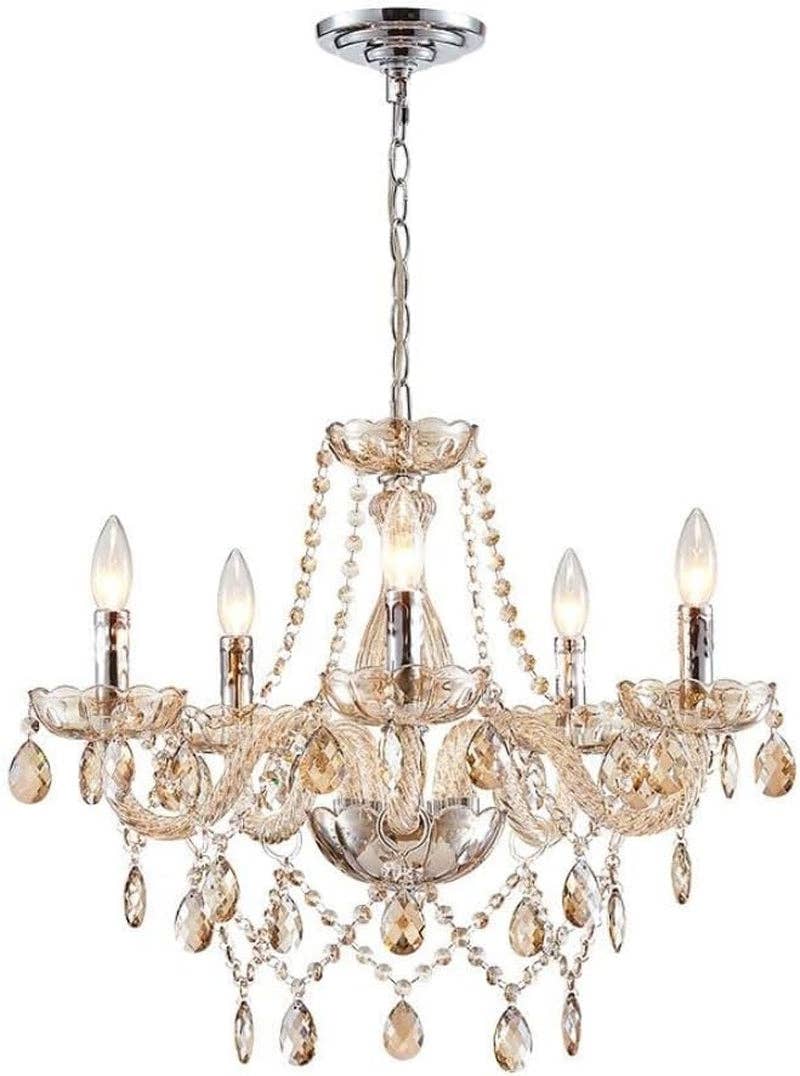Saint Mossi 5 Light Modern K9 Crystal Chandelier for Dining Room, Pendant Ceiling Lighting Fixture for Bedroom, Living Room, Champagne Crystal for wholesale on Faire2