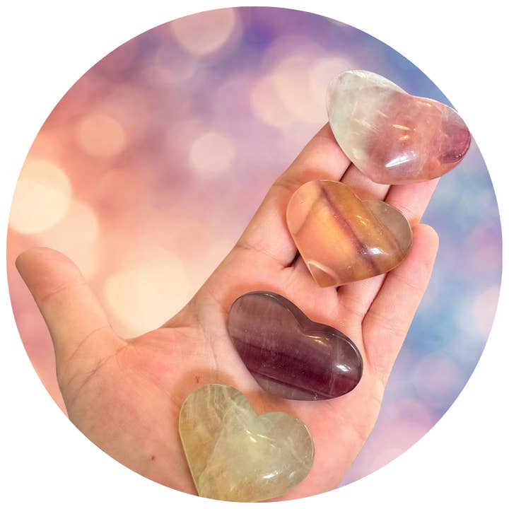 Cuori di Cristallo di Fluorite CANDY, Regali di San Valentino per la vendita all'ingrosso da parte di Mandala Gems