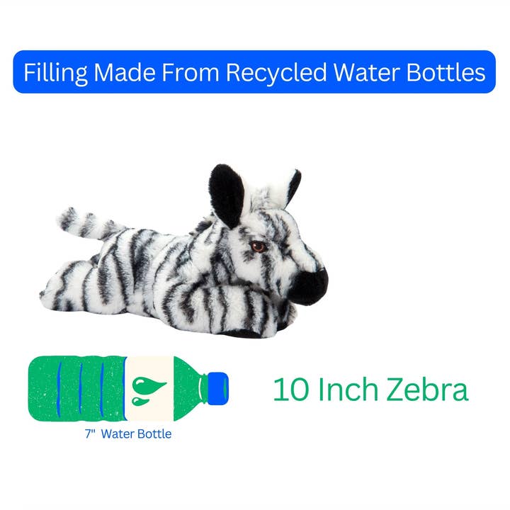 The Petting Zoo - Wholesale Stuffed/Plush Toy - Kids & Baby - Earth Keeperz Zebra small 10" Recycled Plush1