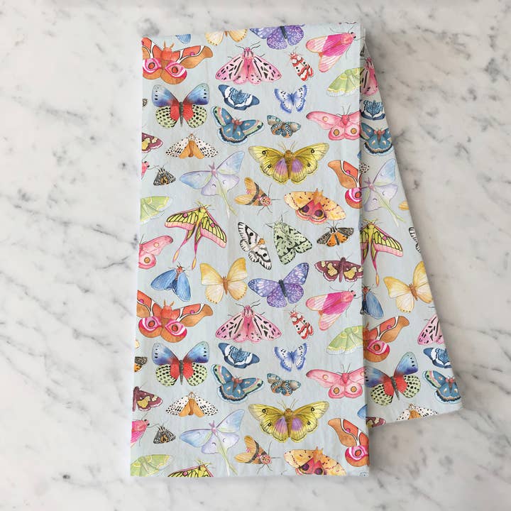 Moths & Butterflies - Kitchen Tea Towel for wholesale by KelseyMDesigns