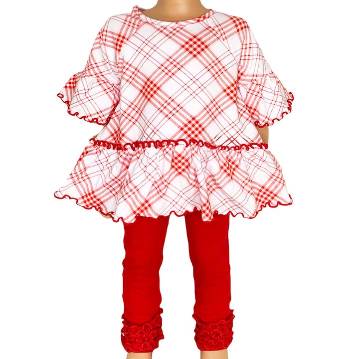 AnnLoren – Großhandel Fashion-Leggings – Kinder – AnnLoren Mädchen Rote Leggings mit Rüschen am Po Kinderbekleidung