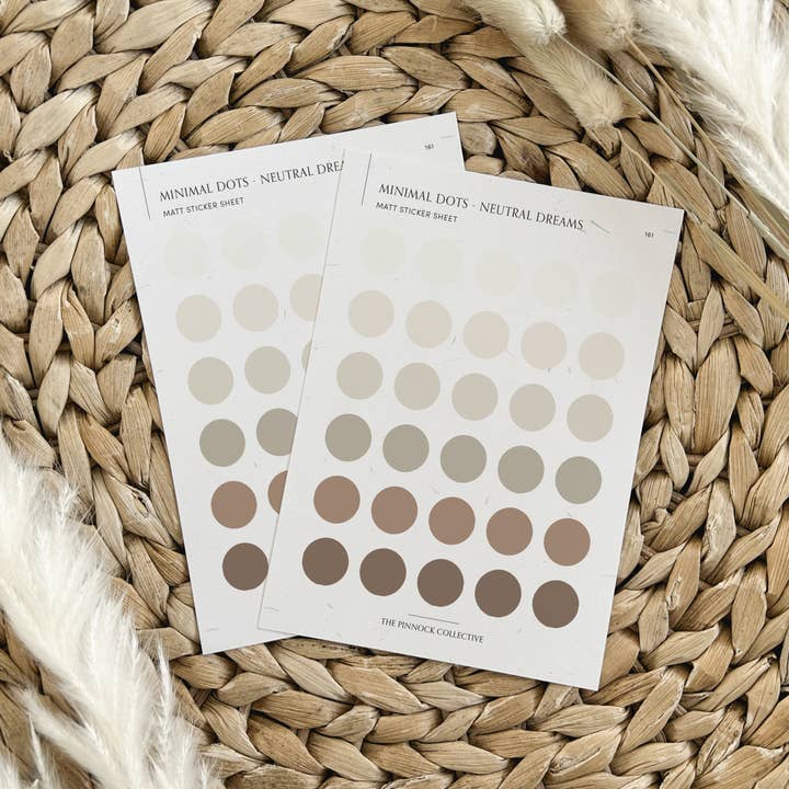 The Pinnock Collective – wholesale Sticker – Neutral Tones themed dots Sticker sheet1