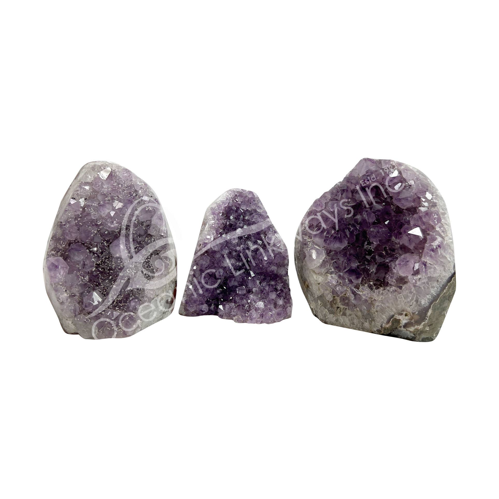 Oceanic Linkways Inc - Wholesale Spiritual stone/crystal - GEODE - AMETHYST D CUT BASE POLISHED 3-7"L (KG)0