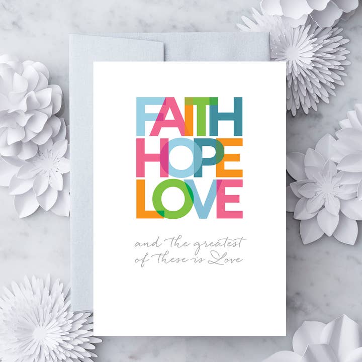 LV44 - “Faith Hope Love” Greeting Card for wholesale by Design With Heart
