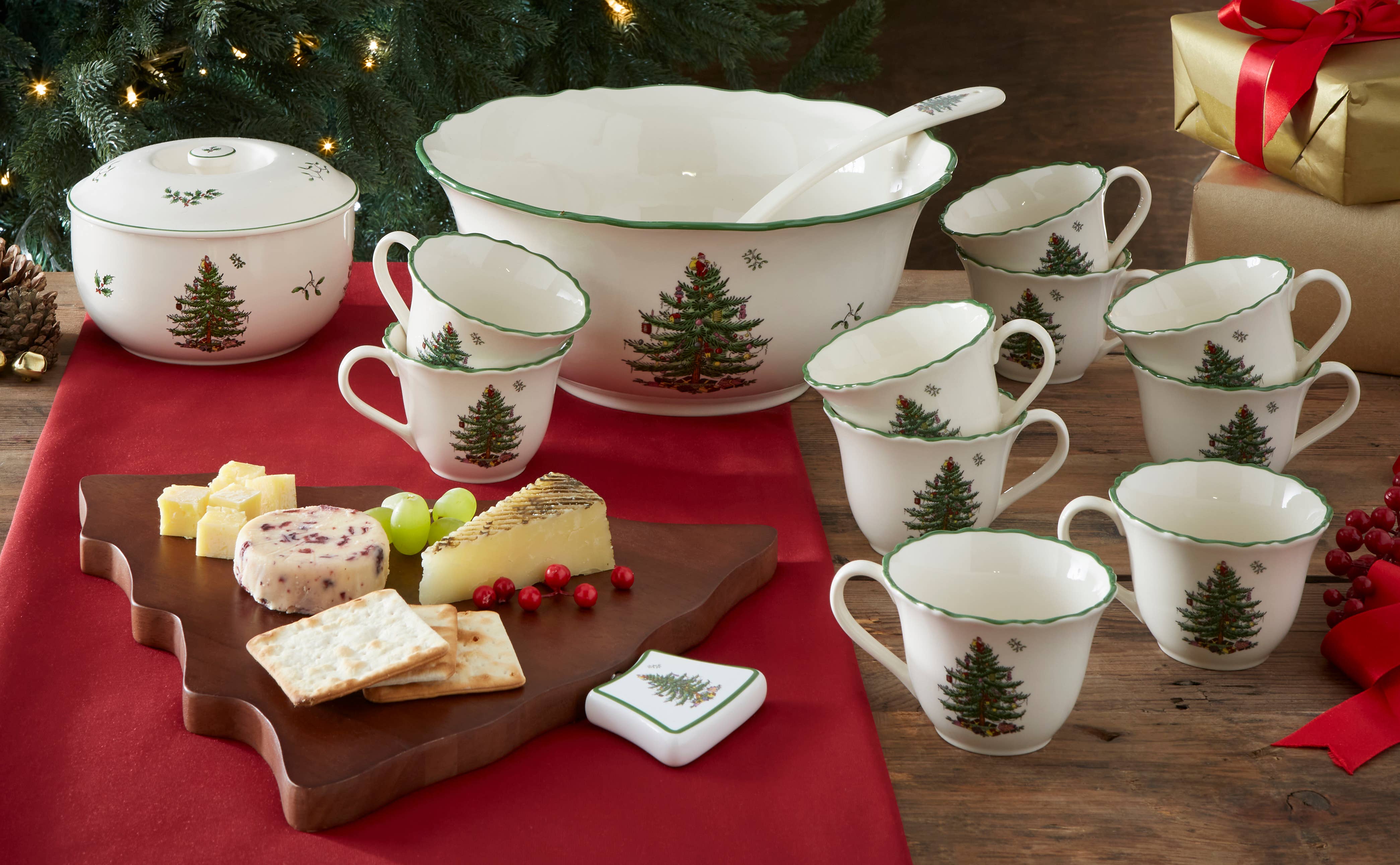 Portmeirion, Spode, Pimpernel, Nacthmann, Wrendale Designs - Wholesale Bowl - Christmas Tree 10 Pc Punch Bowl W/cups&ladle1