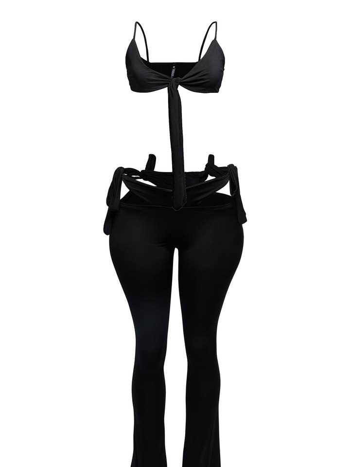 K Too - Wholesale Top & Pant Set (NOT Loungewear) - Women's - Bow detailed cut-out sexy pants top