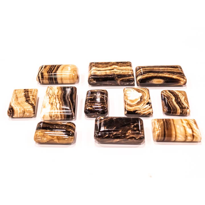 Quasar Gems USA - Wholesale Spiritual Stone/Crystal - Chocolate Calcite Rectangle Soaps Palm Stone 1KG/ 2.2lbs2